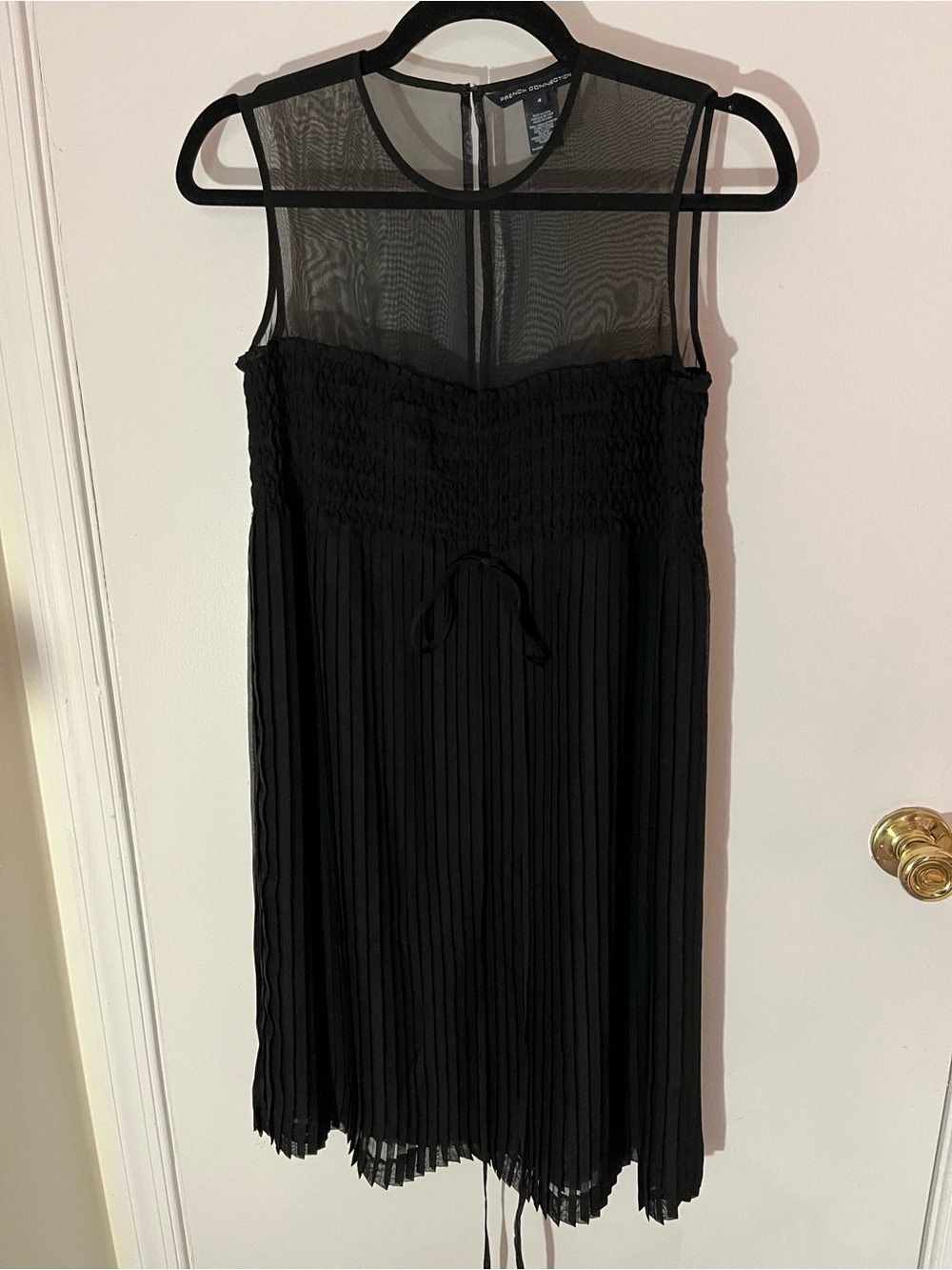 French Connection Black Sheer Top Mini Dress